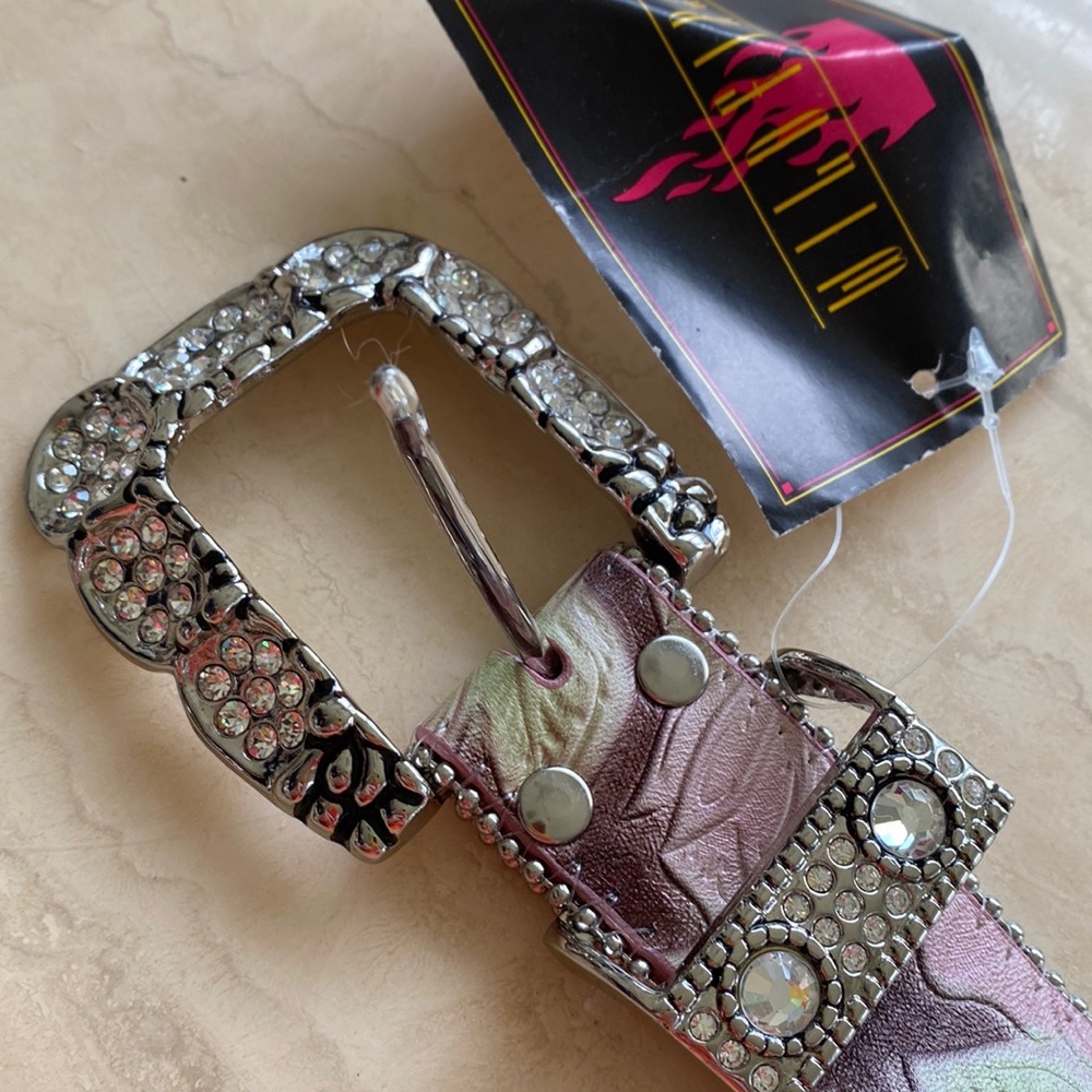 WILDFIRE crystal embellished leather belt —36xl